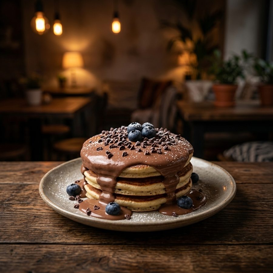 American pancakes blueberry-chocolate